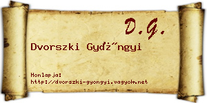 Dvorszki Gyöngyi névjegykártya