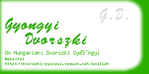 gyongyi dvorszki business card